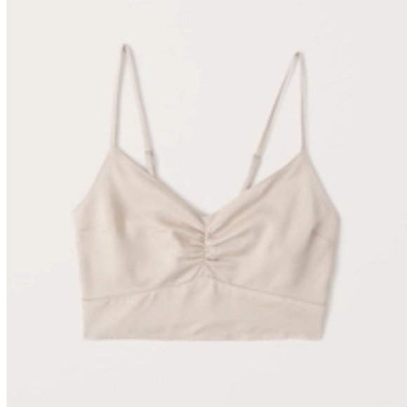 Abercrombie & Fitch Women's Cream Cinched Front Cropped Cami - Medium - Picture 1 of 4